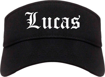 Lucas Texas TX Old English Mens Visor Cap Hat Black
