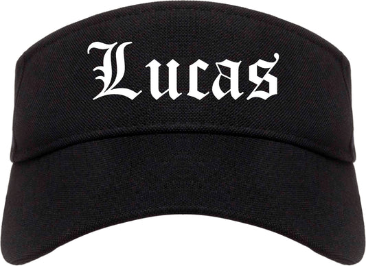 Lucas Texas TX Old English Mens Visor Cap Hat Black