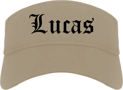 Lucas Texas TX Old English Mens Visor Cap Hat Khaki