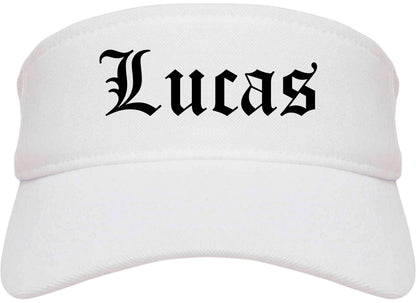 Lucas Texas TX Old English Mens Visor Cap Hat White