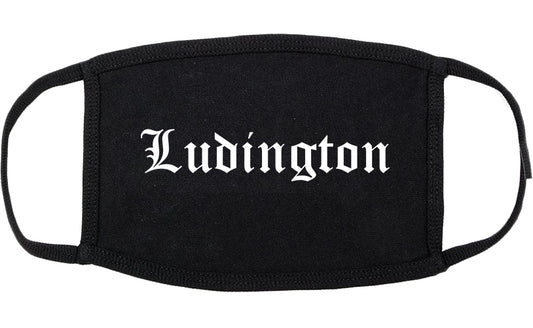 Ludington Michigan MI Old English Cotton Face Mask Black
