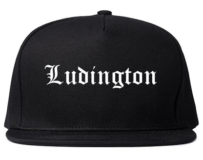 Ludington Michigan MI Old English Mens Snapback Hat Black