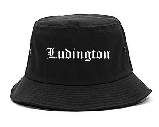 Ludington Michigan MI Old English Mens Bucket Hat Black