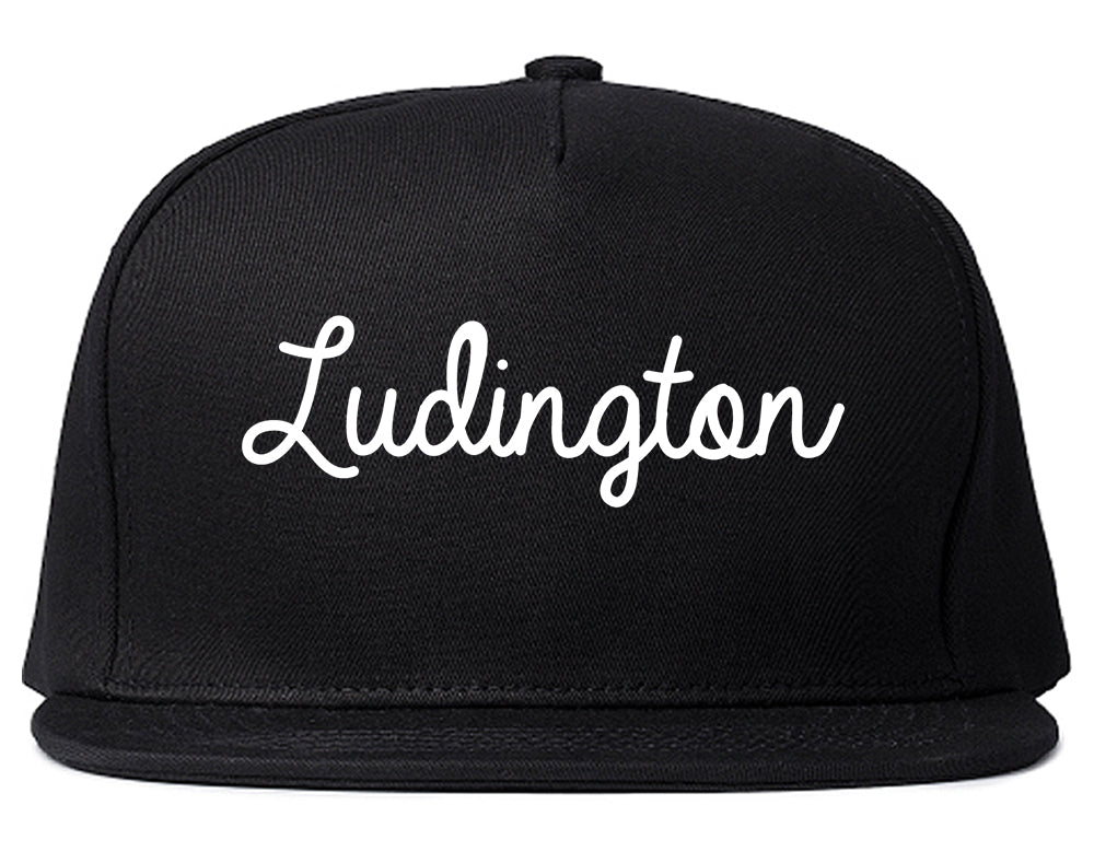 Ludington Michigan MI Script Mens Snapback Hat Black