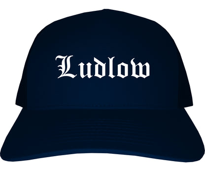 Ludlow Kentucky KY Old English Mens Trucker Hat Cap Navy Blue