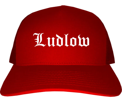 Ludlow Kentucky KY Old English Mens Trucker Hat Cap Red