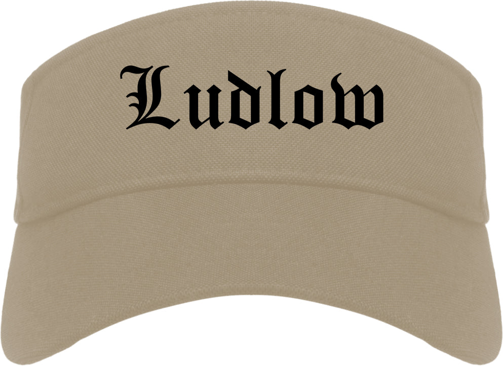 Ludlow Kentucky KY Old English Mens Visor Cap Hat Khaki