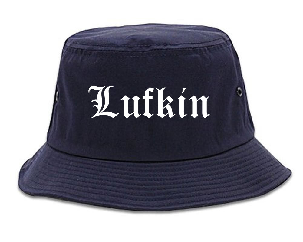 Lufkin Texas TX Old English Mens Bucket Hat Navy Blue