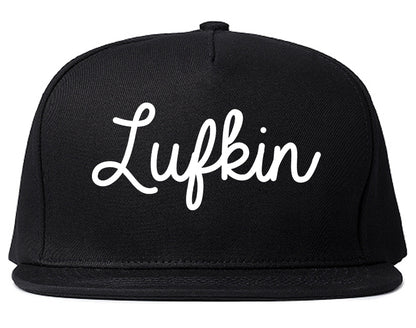 Lufkin Texas TX Script Mens Snapback Hat Black