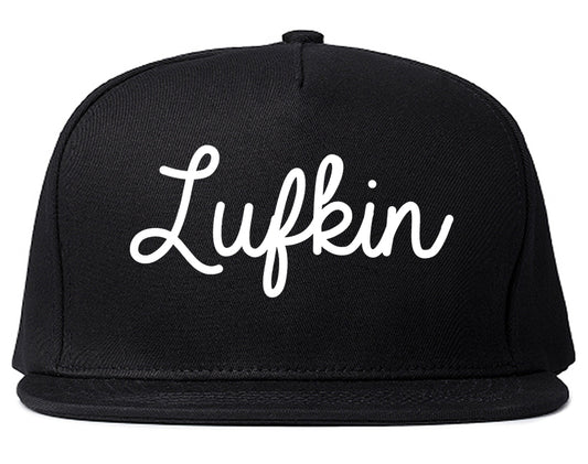 Lufkin Texas TX Script Mens Snapback Hat Black
