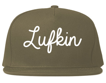Lufkin Texas TX Script Mens Snapback Hat Grey