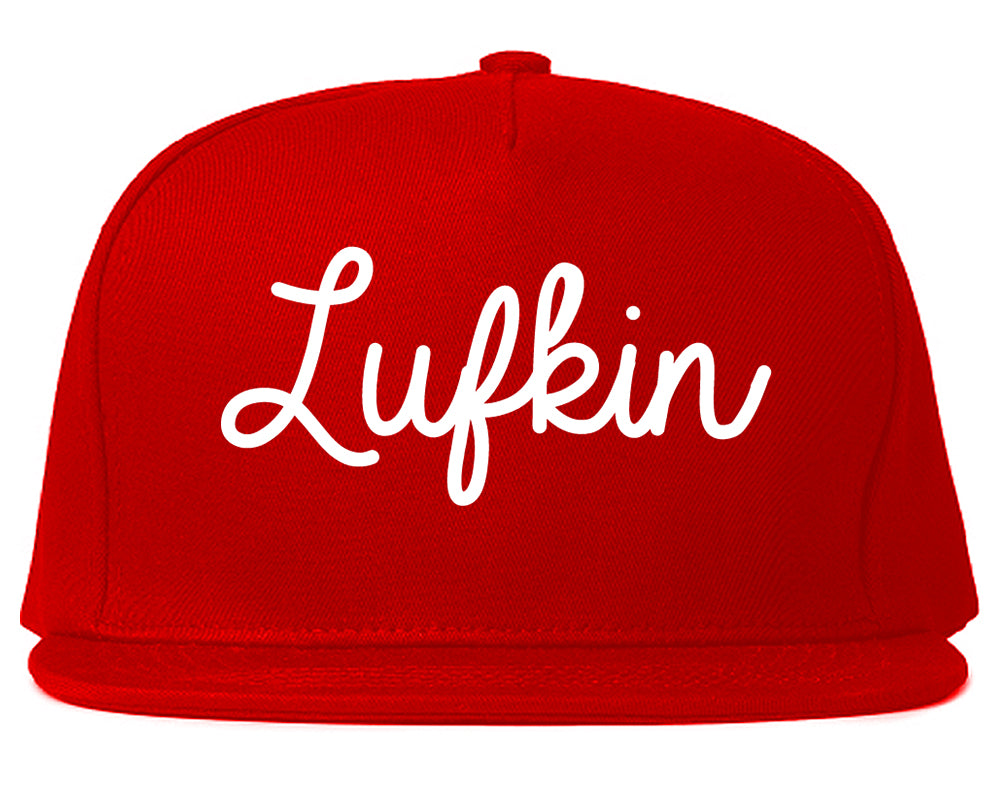 Lufkin Texas TX Script Mens Snapback Hat Red
