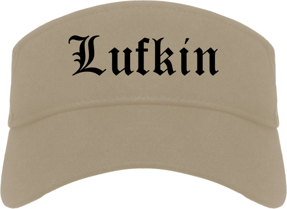 Lufkin Texas TX Old English Mens Visor Cap Hat Khaki