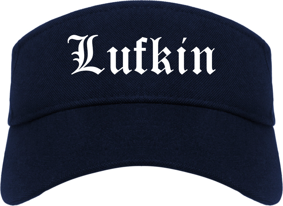 Lufkin Texas TX Old English Mens Visor Cap Hat Navy Blue