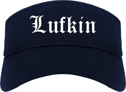 Lufkin Texas TX Old English Mens Visor Cap Hat Navy Blue