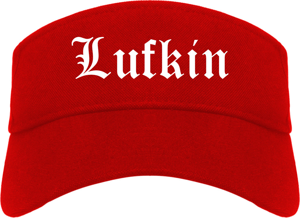 Lufkin Texas TX Old English Mens Visor Cap Hat Red