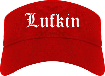 Lufkin Texas TX Old English Mens Visor Cap Hat Red