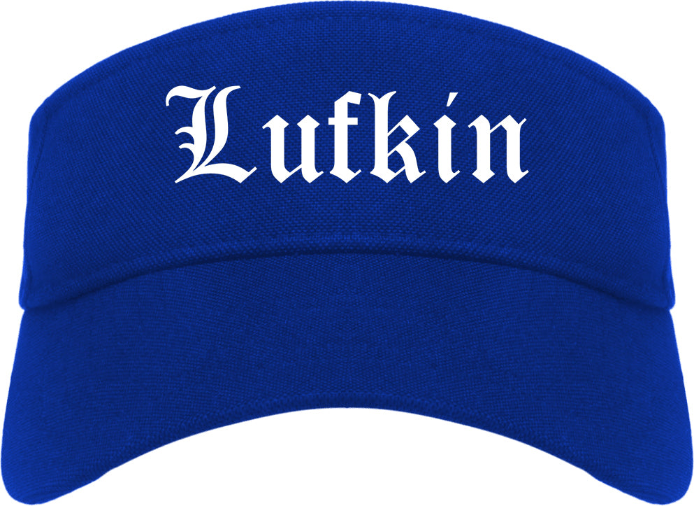 Lufkin Texas TX Old English Mens Visor Cap Hat Royal Blue