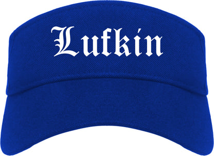 Lufkin Texas TX Old English Mens Visor Cap Hat Royal Blue