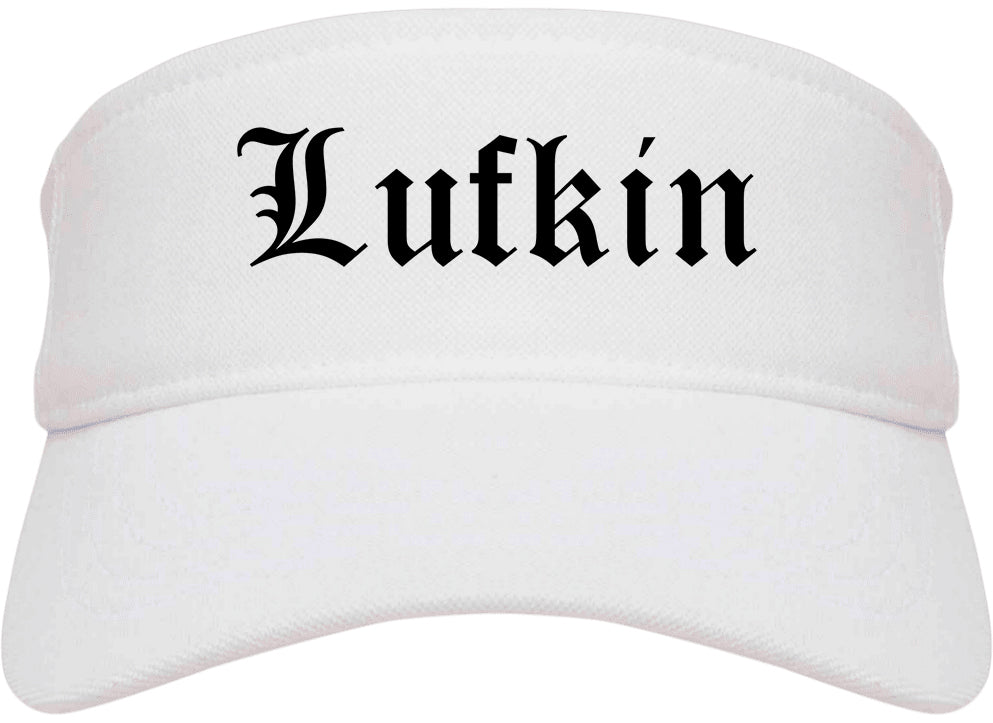 Lufkin Texas TX Old English Mens Visor Cap Hat White