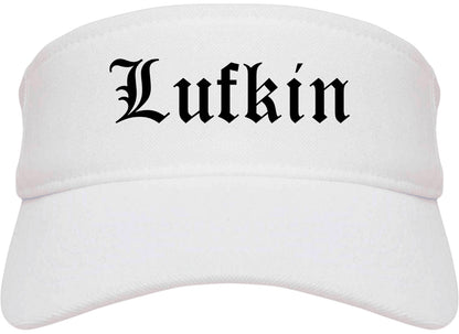 Lufkin Texas TX Old English Mens Visor Cap Hat White