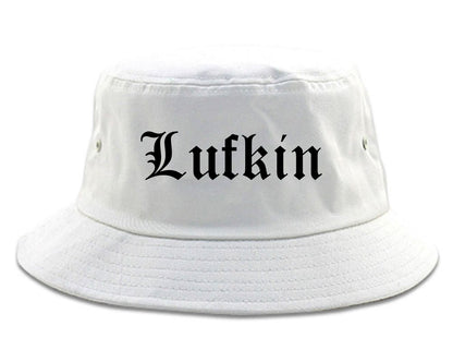 Lufkin Texas TX Old English Mens Bucket Hat White