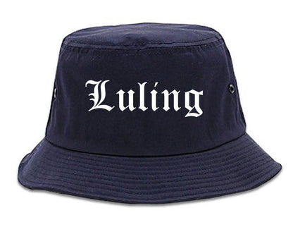 Luling Texas TX Old English Mens Bucket Hat Navy Blue