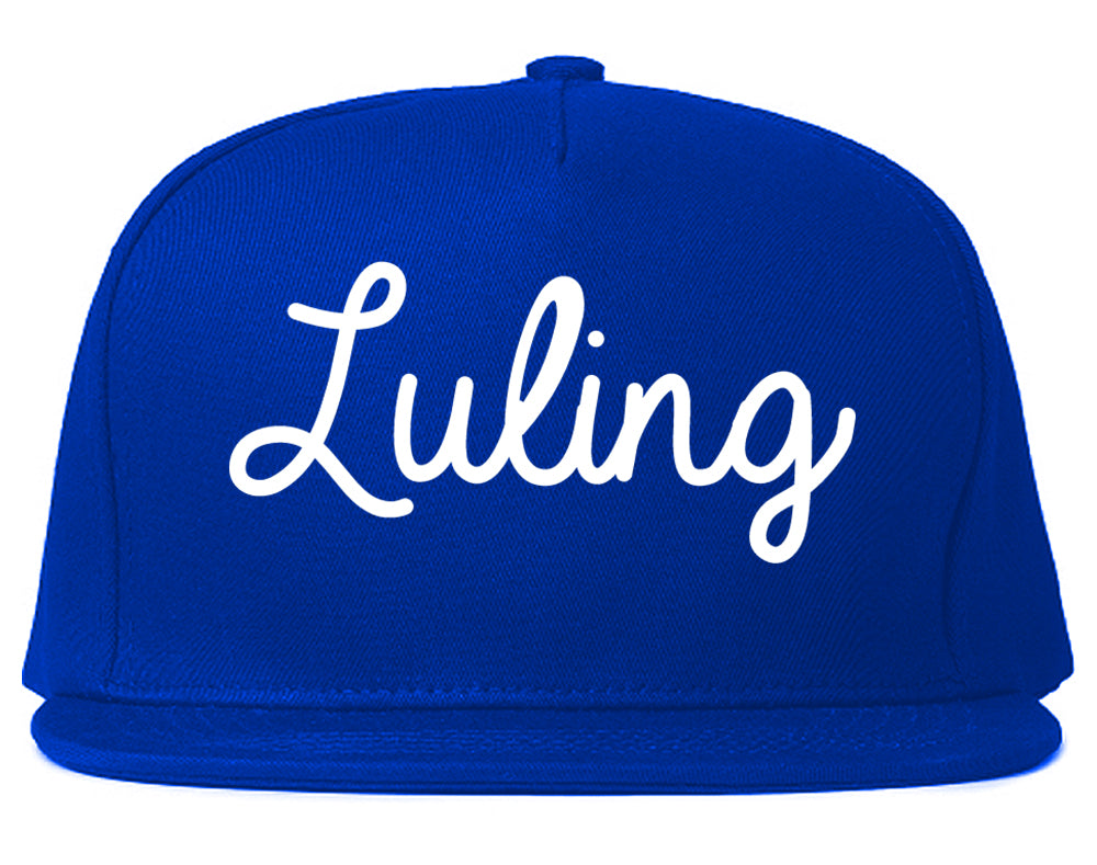 Luling Texas TX Script Mens Snapback Hat Royal Blue