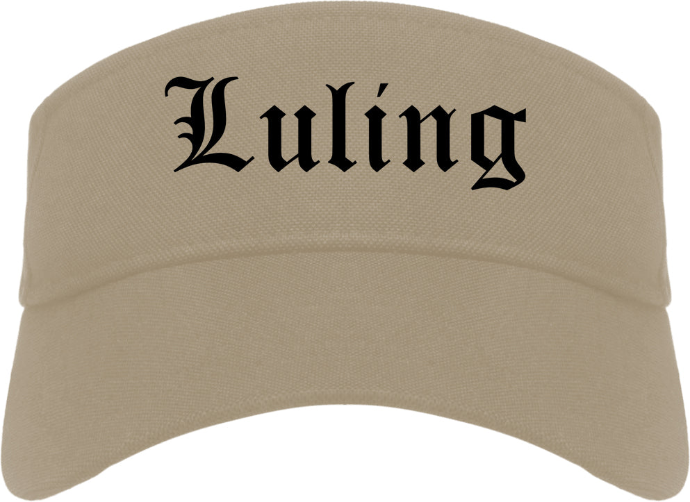 Luling Texas TX Old English Mens Visor Cap Hat Khaki