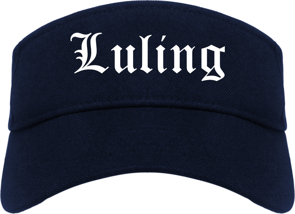 Luling Texas TX Old English Mens Visor Cap Hat Navy Blue