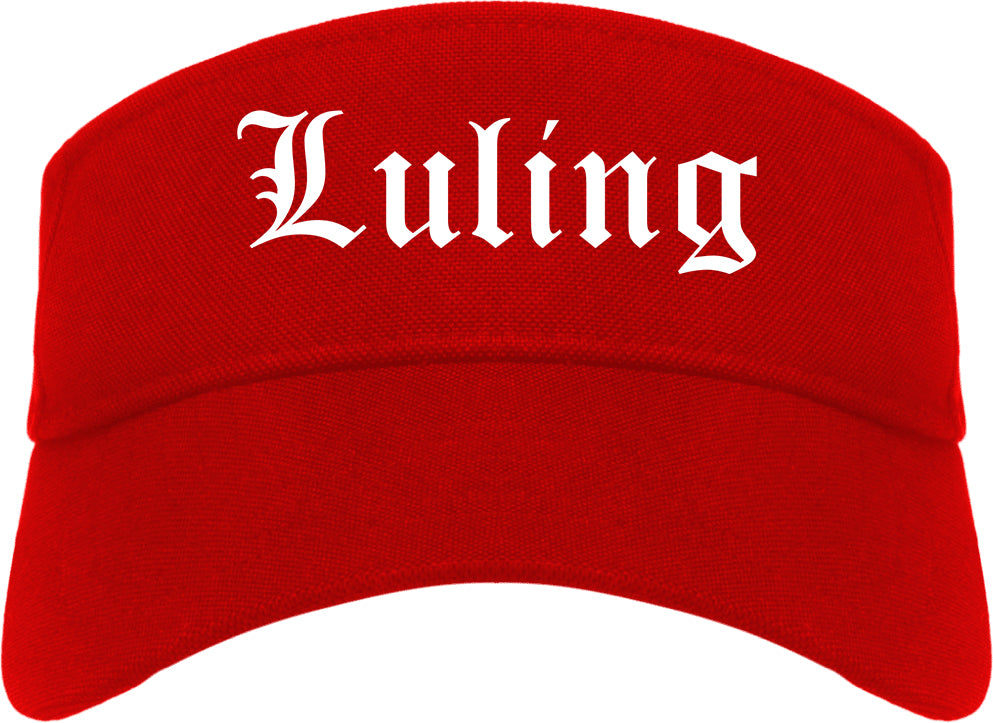 Luling Texas TX Old English Mens Visor Cap Hat Red