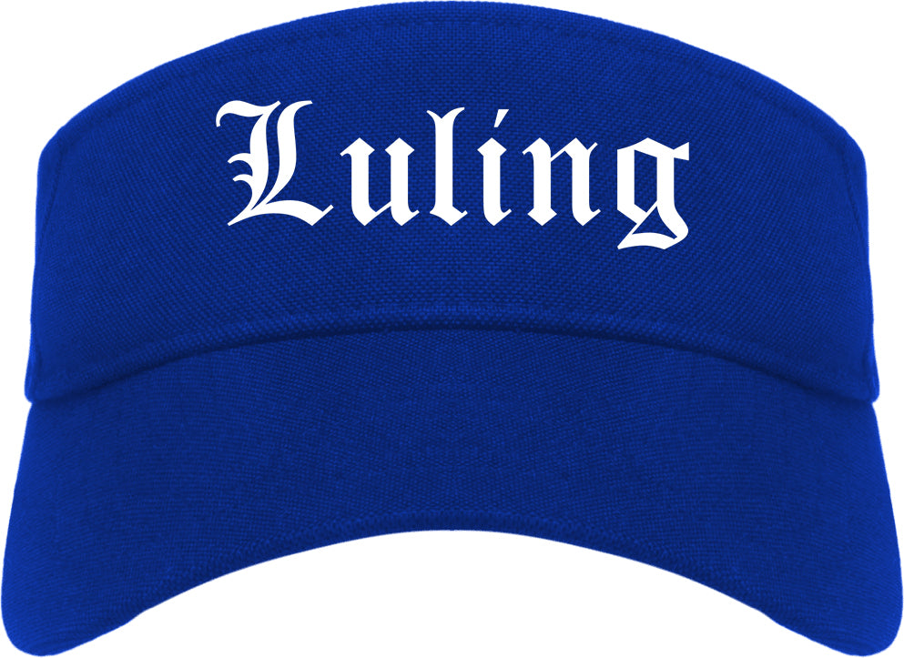 Luling Texas TX Old English Mens Visor Cap Hat Royal Blue