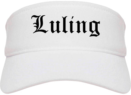 Luling Texas TX Old English Mens Visor Cap Hat White