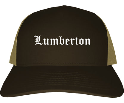 Lumberton North Carolina NC Old English Mens Trucker Hat Cap Brown
