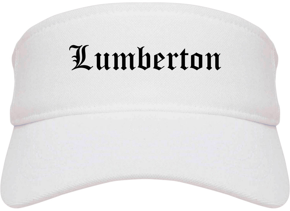 Lumberton North Carolina NC Old English Mens Visor Cap Hat White
