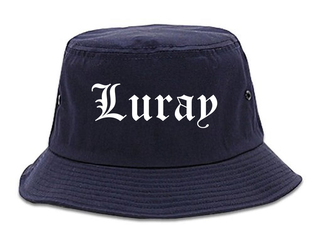 Luray Virginia VA Old English Mens Bucket Hat Navy Blue