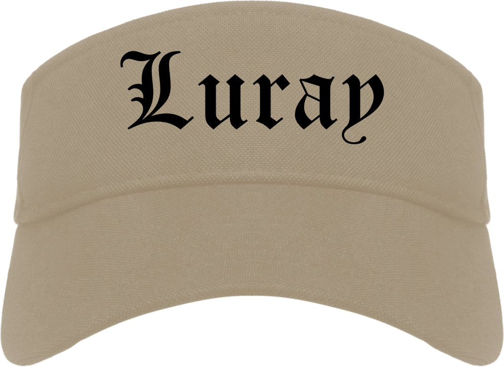 Luray Virginia VA Old English Mens Visor Cap Hat Khaki
