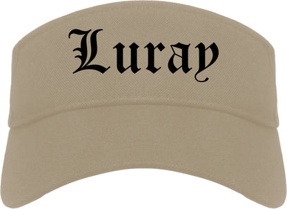 Luray Virginia VA Old English Mens Visor Cap Hat Khaki