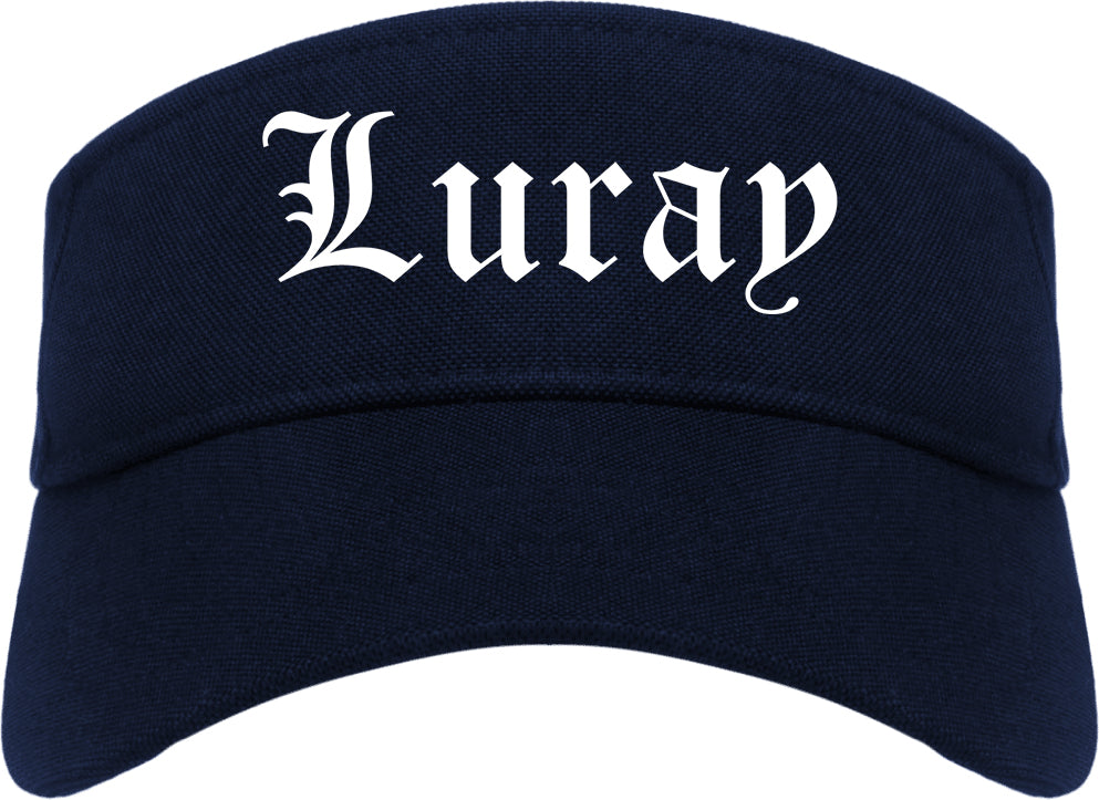 Luray Virginia VA Old English Mens Visor Cap Hat Navy Blue