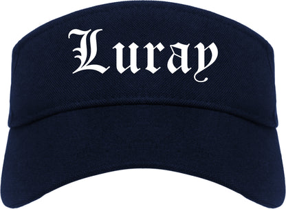 Luray Virginia VA Old English Mens Visor Cap Hat Navy Blue