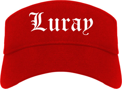 Luray Virginia VA Old English Mens Visor Cap Hat Red