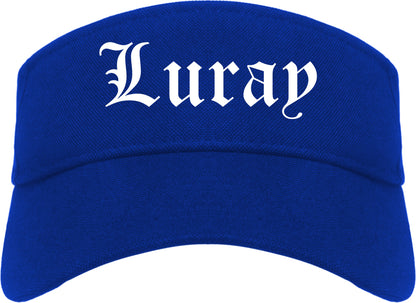 Luray Virginia VA Old English Mens Visor Cap Hat Royal Blue