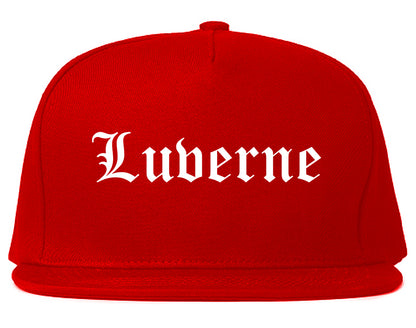 Luverne Minnesota MN Old English Mens Snapback Hat Red