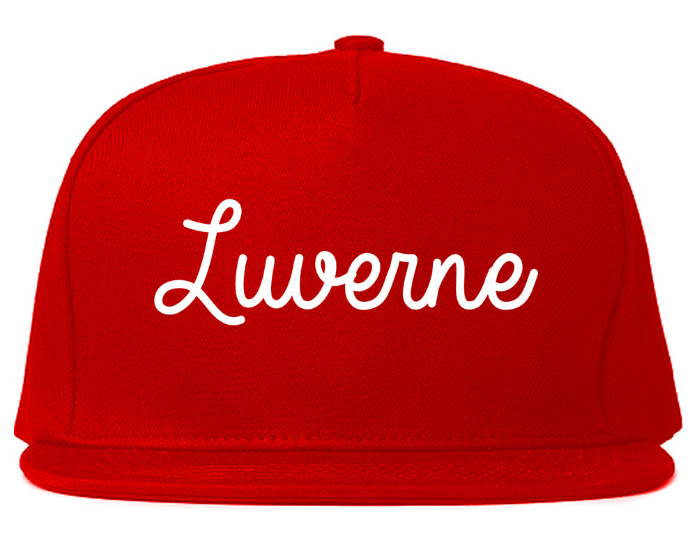 Luverne Minnesota MN Script Mens Snapback Hat Red