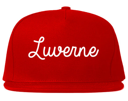 Luverne Minnesota MN Script Mens Snapback Hat Red