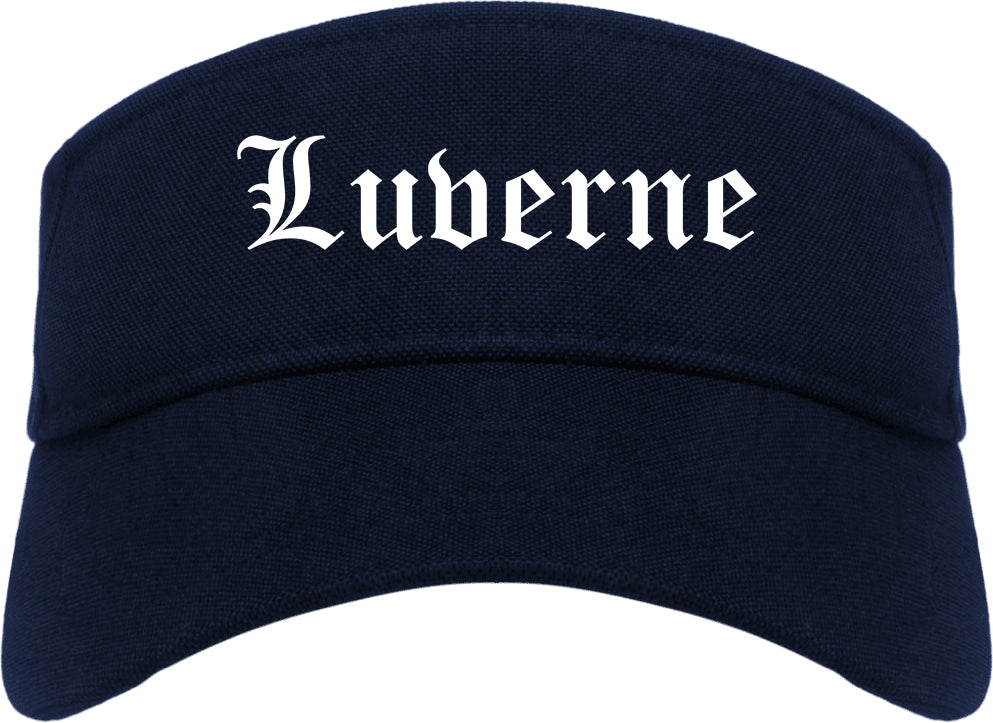 Luverne Minnesota MN Old English Mens Visor Cap Hat Navy Blue