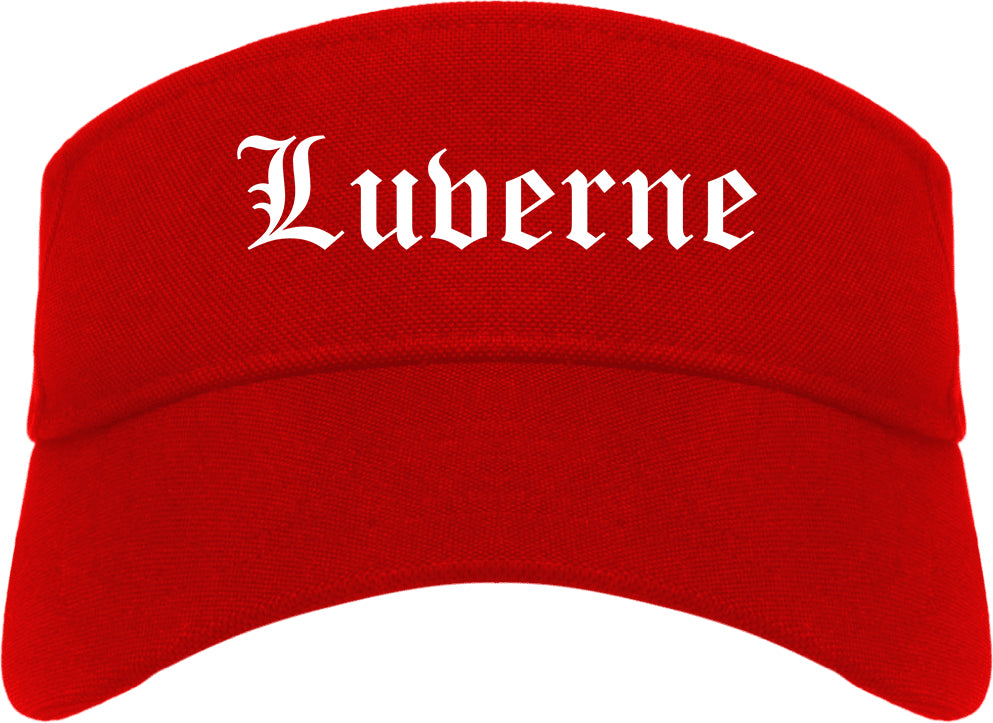 Luverne Minnesota MN Old English Mens Visor Cap Hat Red