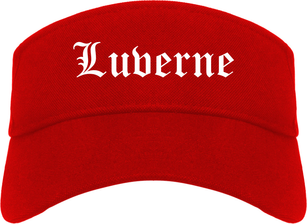 Luverne Minnesota MN Old English Mens Visor Cap Hat Red