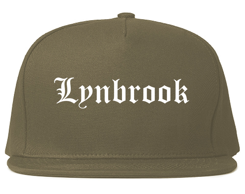 Lynbrook New York NY Old English Mens Snapback Hat Grey