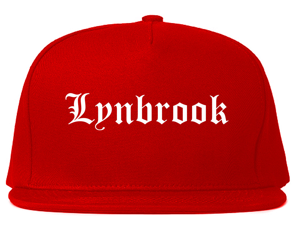 Lynbrook New York NY Old English Mens Snapback Hat Red